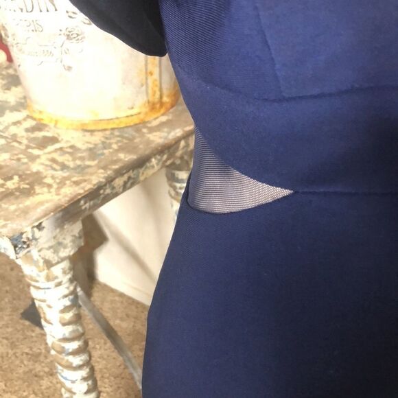 Xscape Navy Blue Off Shoulder Maxi Dress Sz 2 Black Tie, Wedding, Gala - Picture 9 of 16